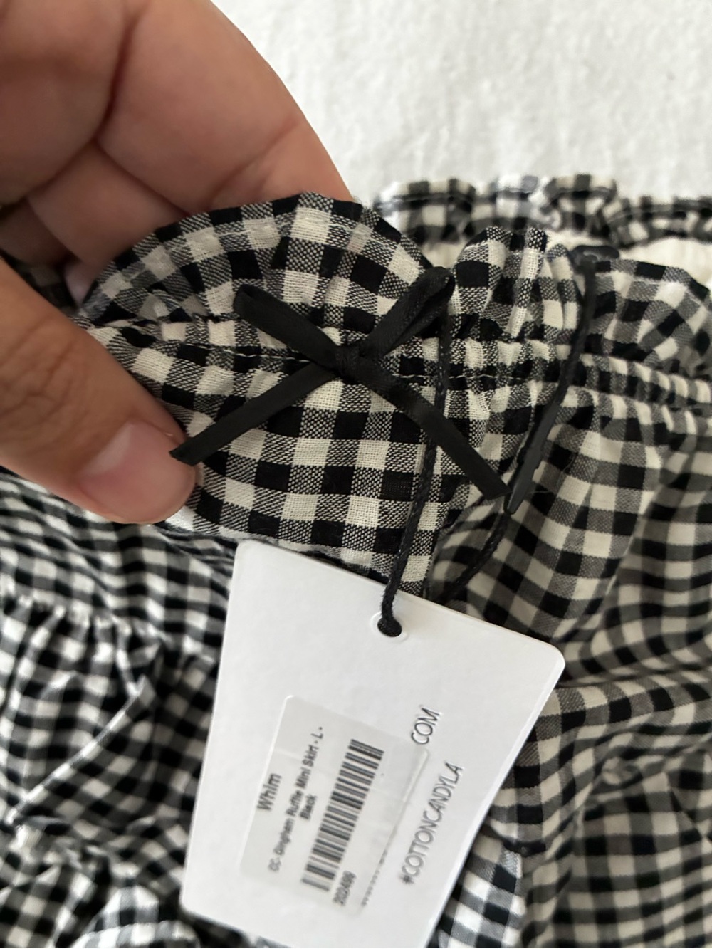 Cotton Candy Black & White Gingham Ruffle Mini Skirt with shorts underneath - Picture 3 of 8